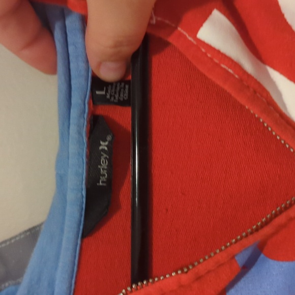 Large Neon burnt orange Hurley zip up hoodie - Picture 4 of 5